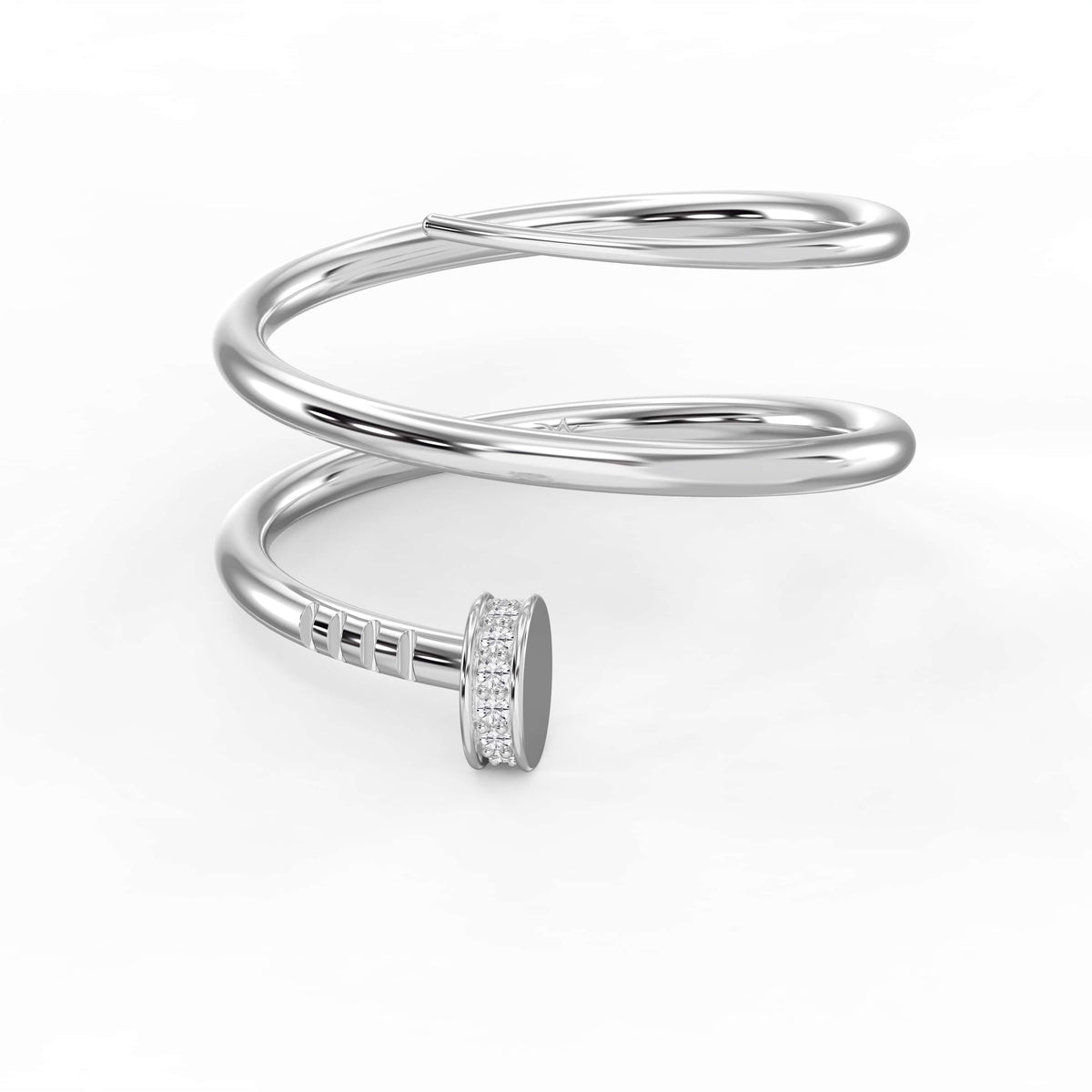 Nail Cuff Design Round Diamond Curved Ring, view 6