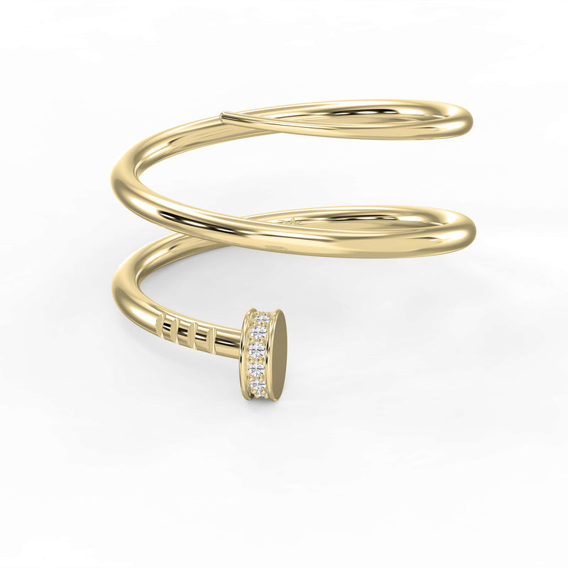 Nail Cuff Design Round Diamond Curved Ring, view 1