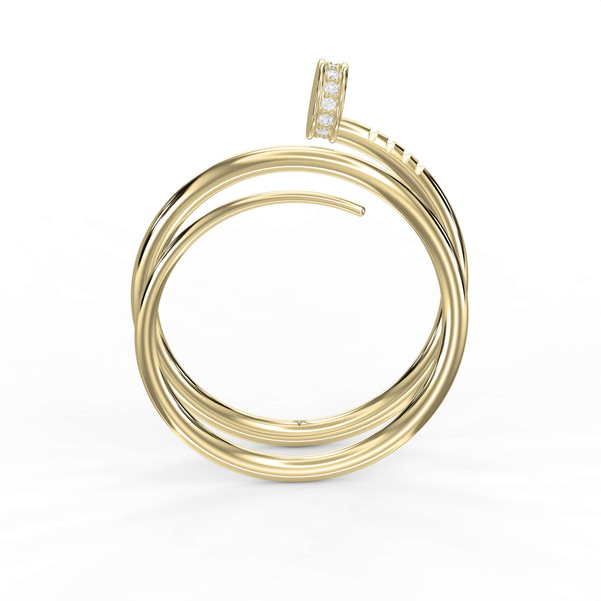Nail Cuff Design Round Diamond Curved Ring, view 5
