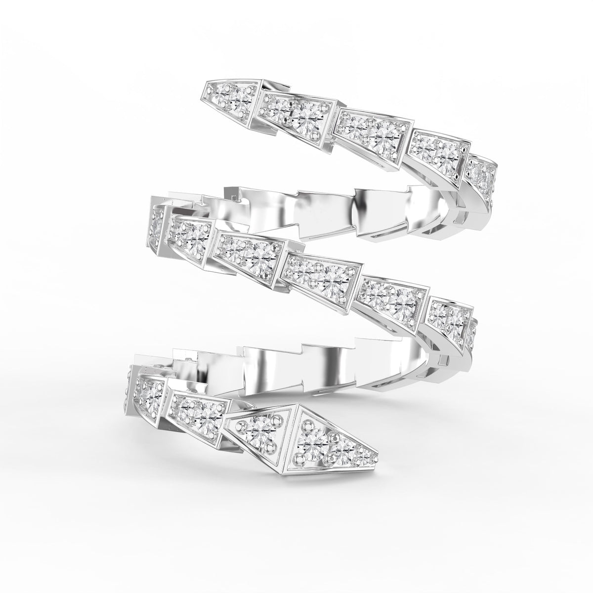 Diamond Studded Serpenti Viper Finger Curved Ring, view 6