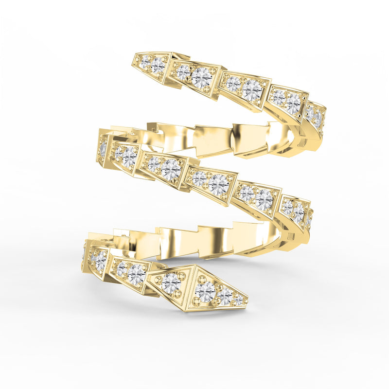 Diamond Studded Serpenti Viper Finger Curved Ring, view 1