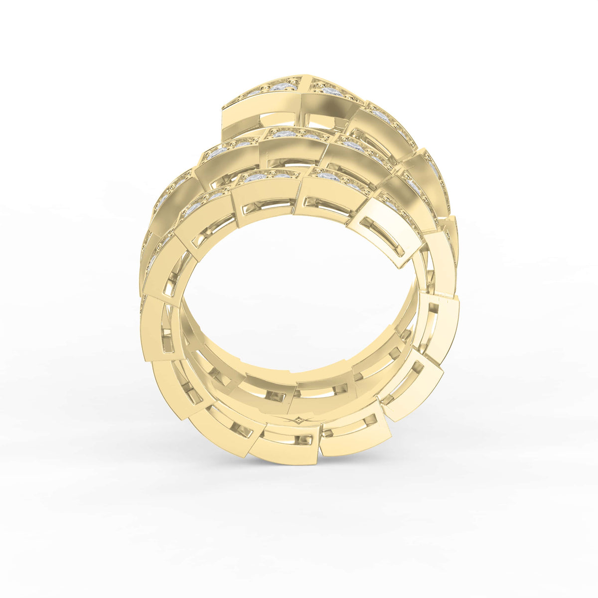 Diamond Studded Serpenti Viper Finger Curved Ring, view 5