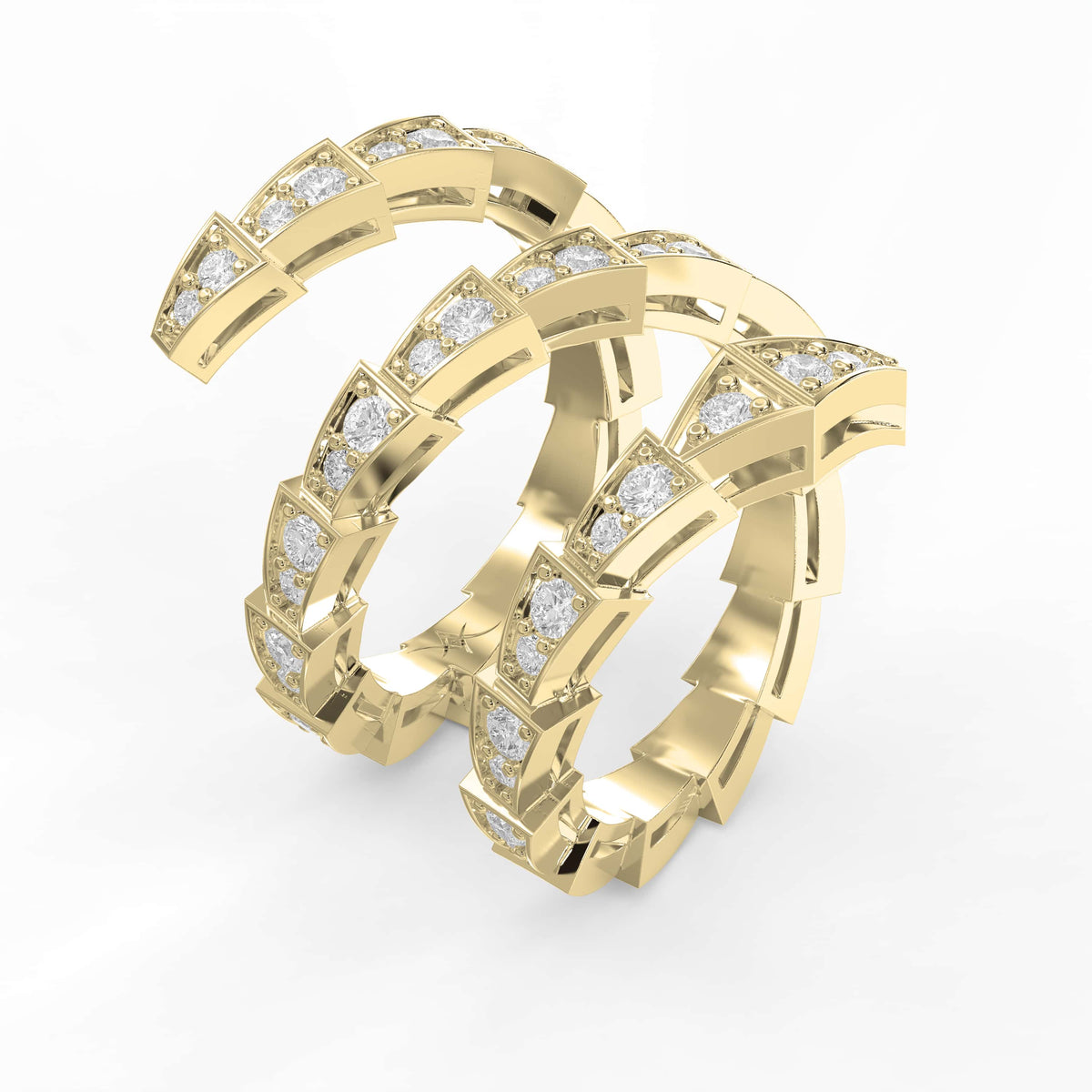 Diamond Studded Serpenti Viper Finger Curved Ring, view 3