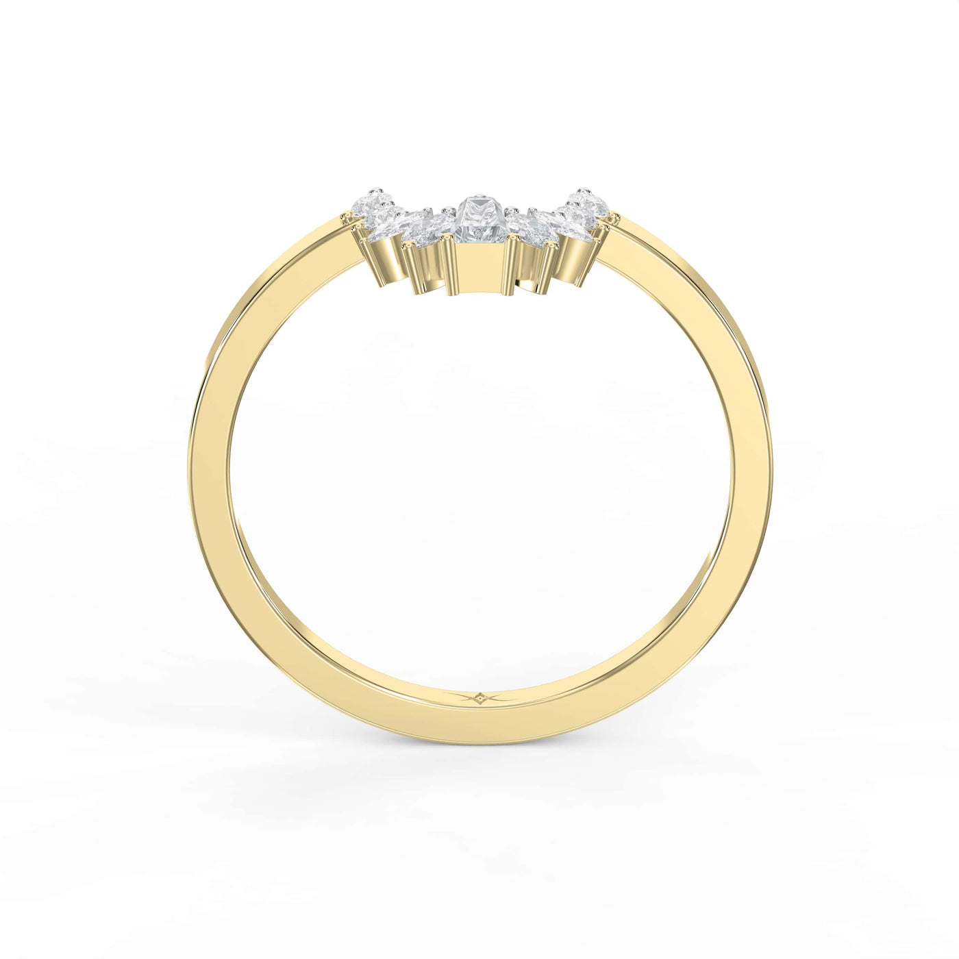 Gracefully Crafted Marquise & Baguette Diamond Curved Design Ring, view 5