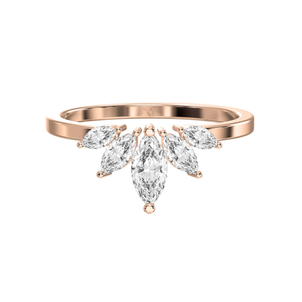 Marquise Diamond Curve Design Wedding Band, view 7