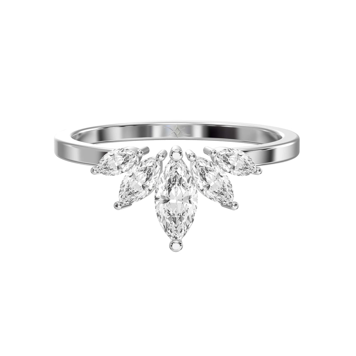 Marquise Diamond Curve Design Wedding Band, view 6