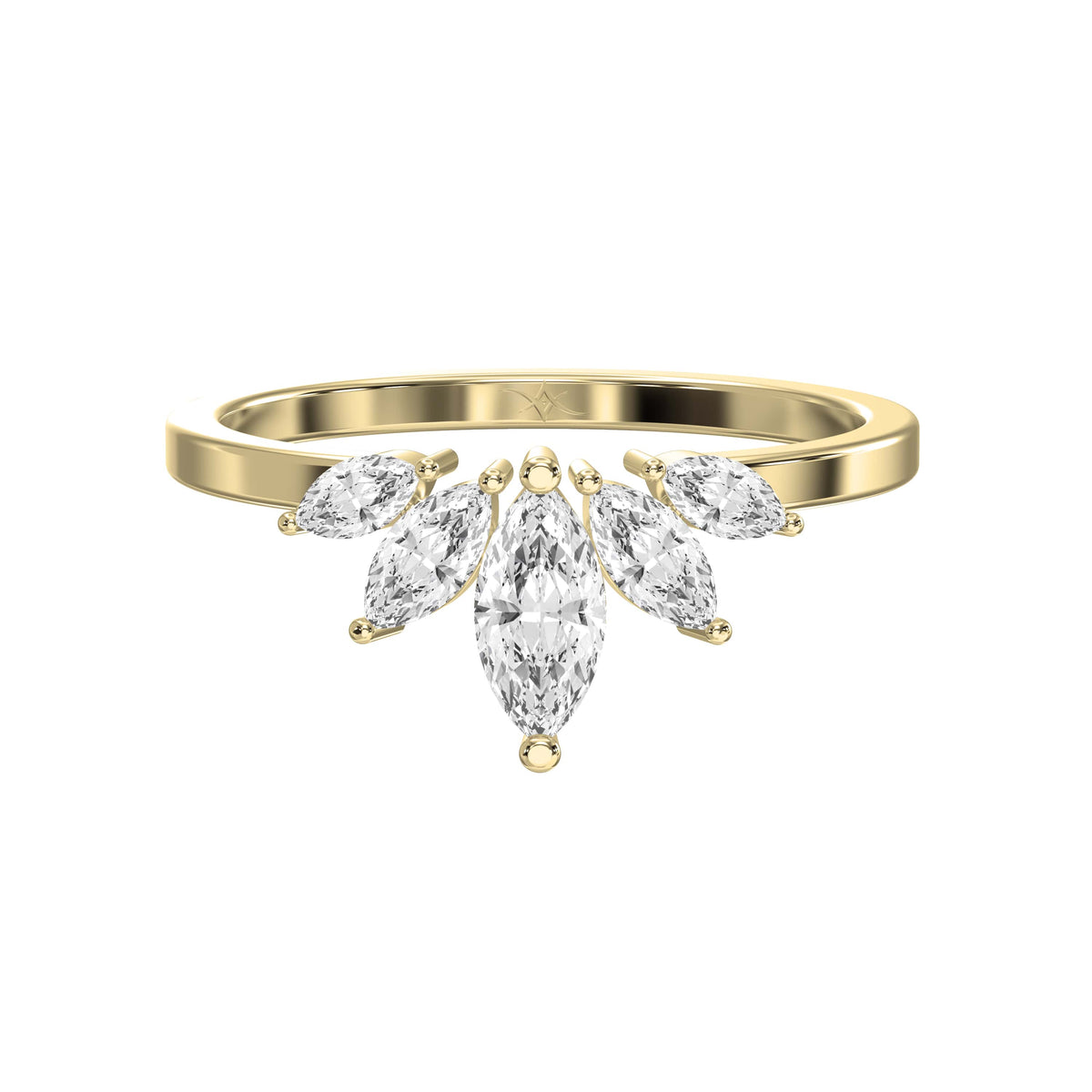 Marquise Diamond Curve Design Wedding Band, view 1