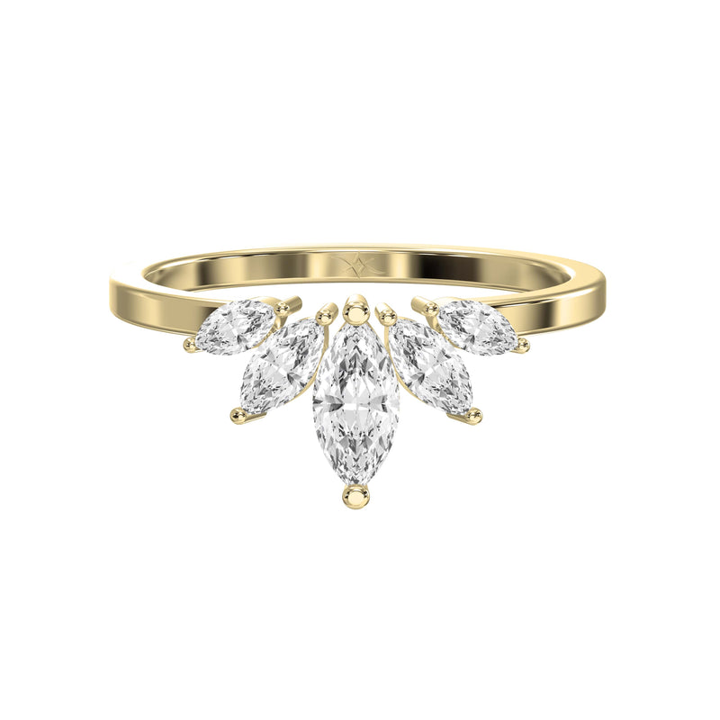 Marquise Diamond Curve Design Wedding Band, view 1
