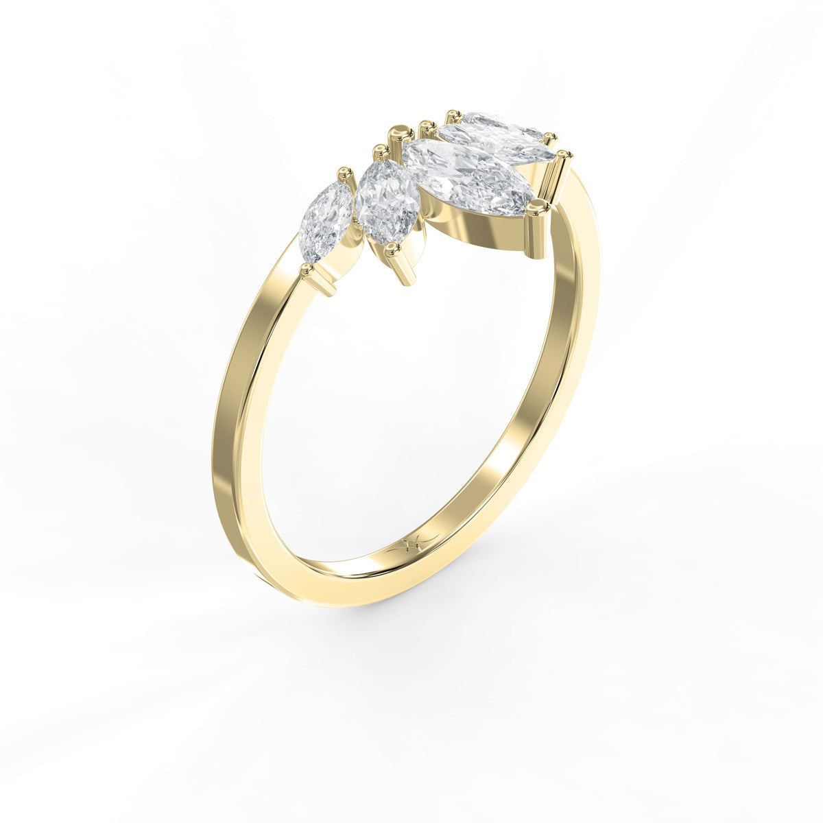 Marquise Diamond Curve Design Wedding Band, view 3
