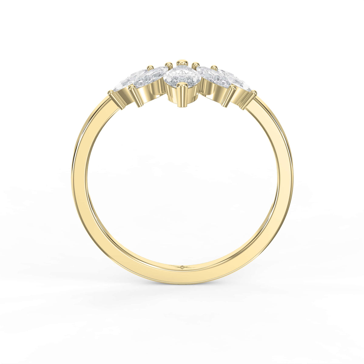 Marquise Diamond Curve Design Wedding Band, view 4