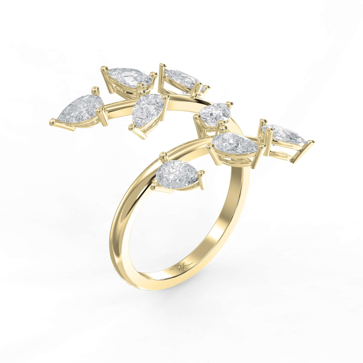 Pear Diamond Curved Design Band, view 3