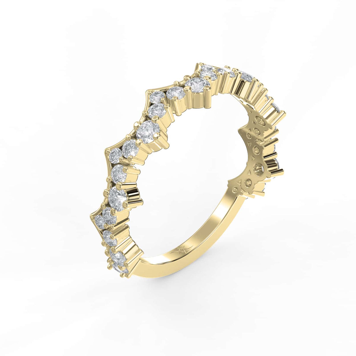 Round Diamond Curved Design Band, view 3