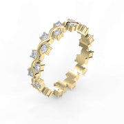 Curved Diamond Ring with Round Brilliant Cut Ring, view 3