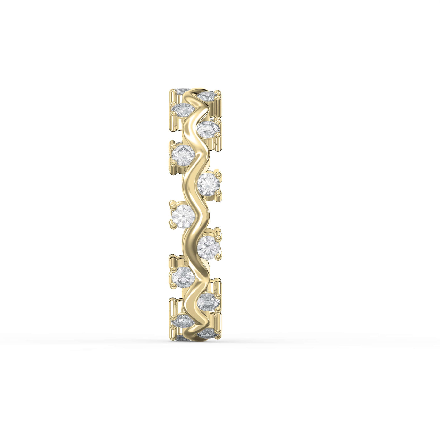 Curved Diamond Ring with Round Brilliant Cut Ring, view 4