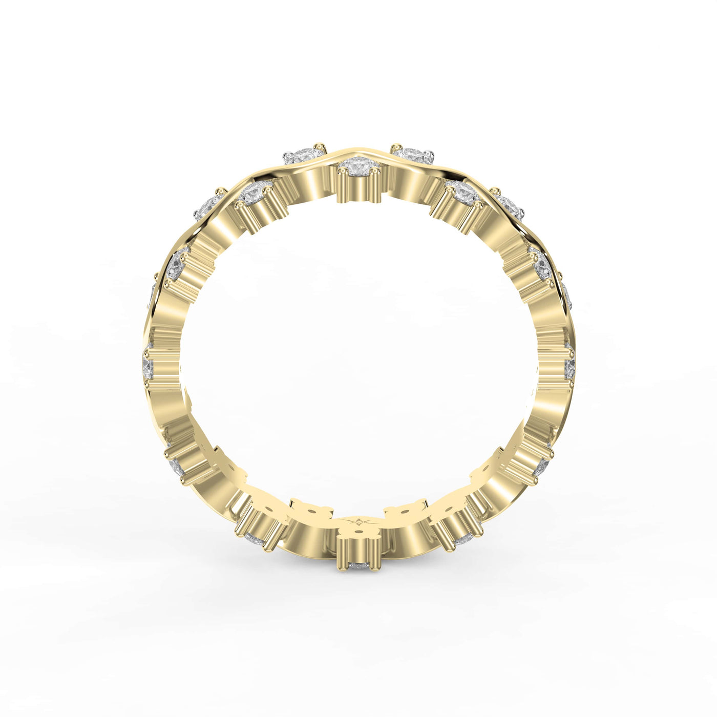 Curved Diamond Ring with Round Brilliant Cut Ring, view 5