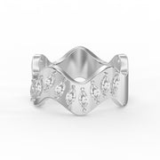 Curved Diamond Band with Marquise Cut Uniqe Statement Band, view 6