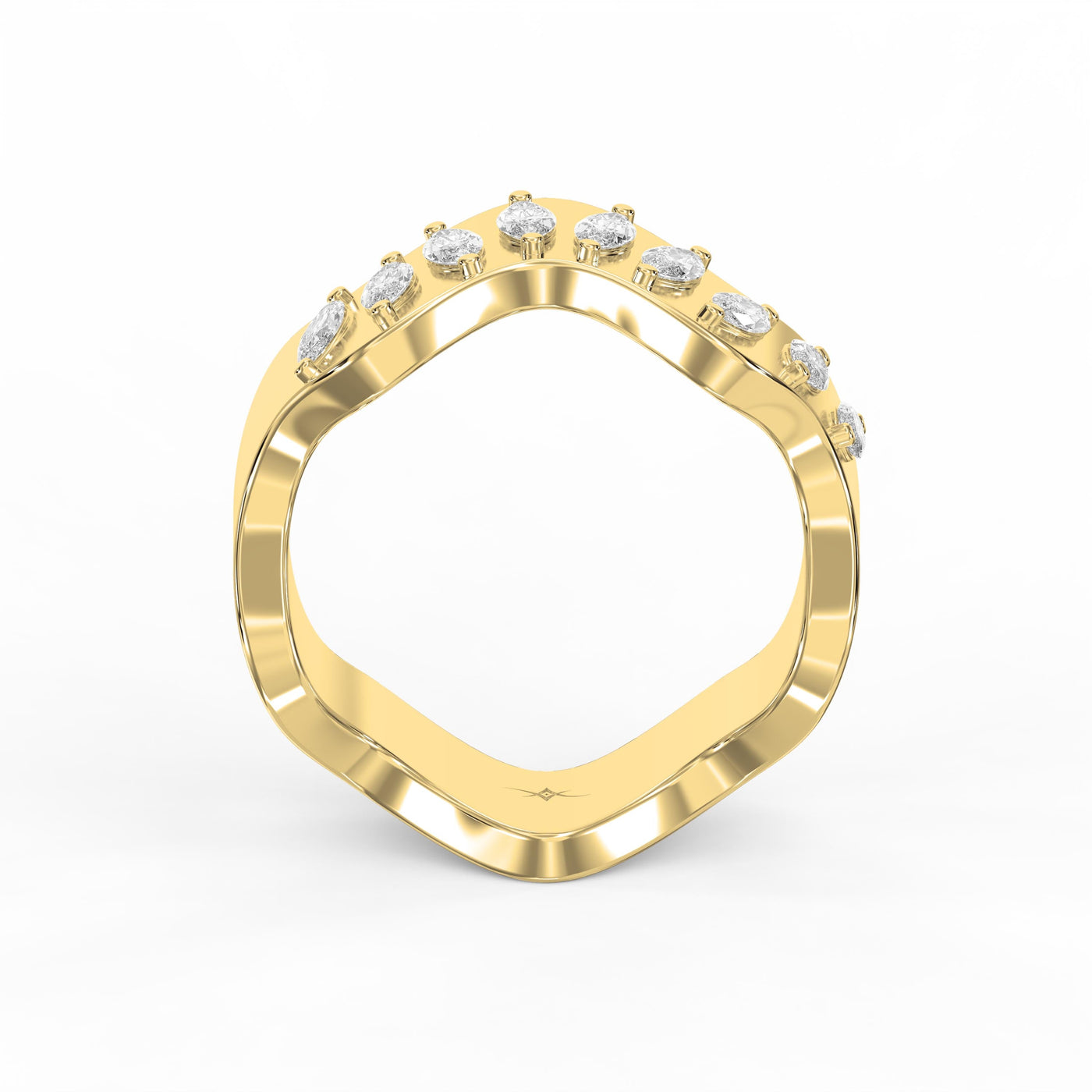 Curved Diamond Band with Marquise Cut Uniqe Statement Band, view 4