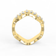 Curved Diamond Band with Marquise Cut Uniqe Statement Band, view 4