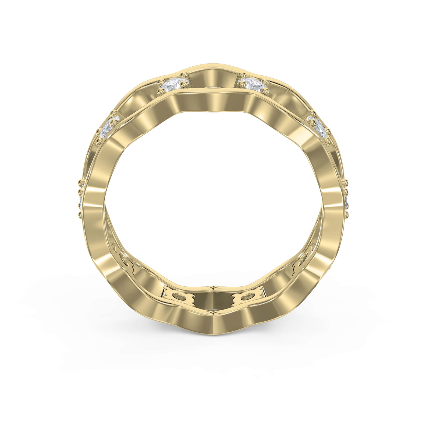 Link Round Wedding Band Rings, view 5