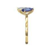 Toi et Moi Ring with Blue Sapphire and Pear Shape Diamond, view 4