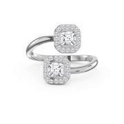 Two Stone Bypass Style Ascher Diamond Fashion Ring, view 6