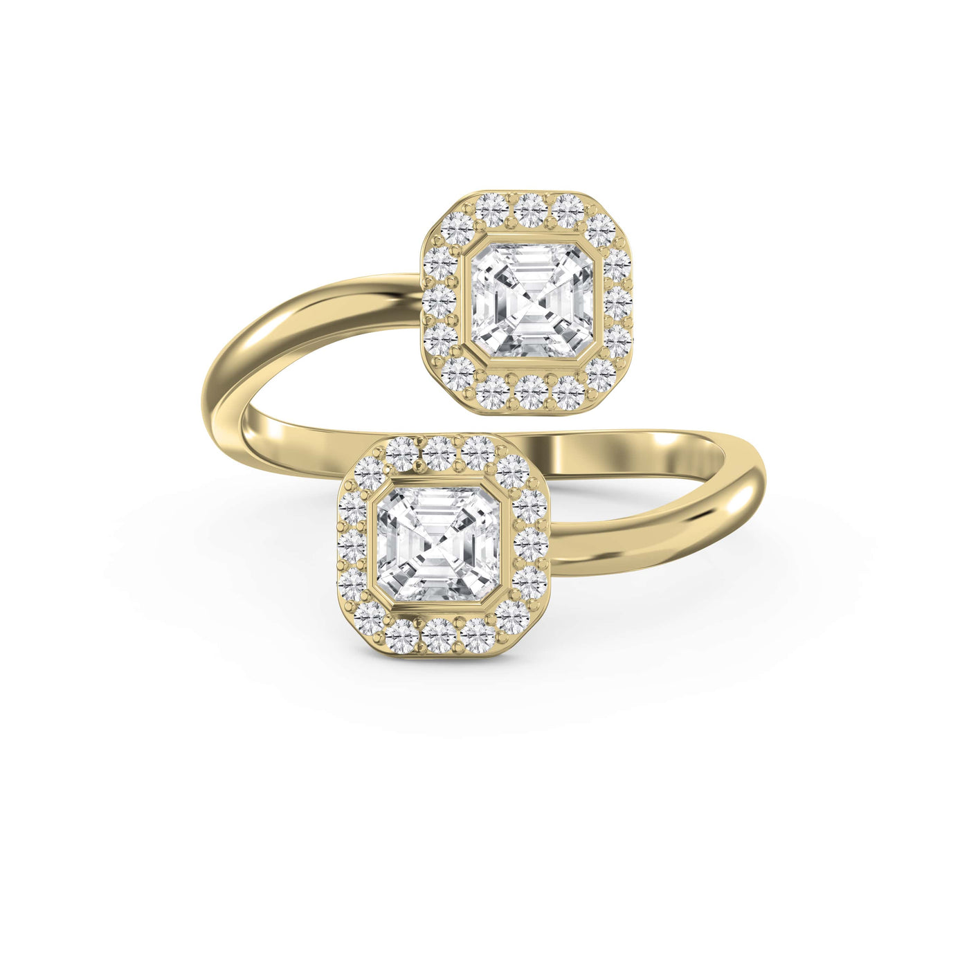 Two Stone Bypass Style Ascher Diamond Fashion Ring, view 1