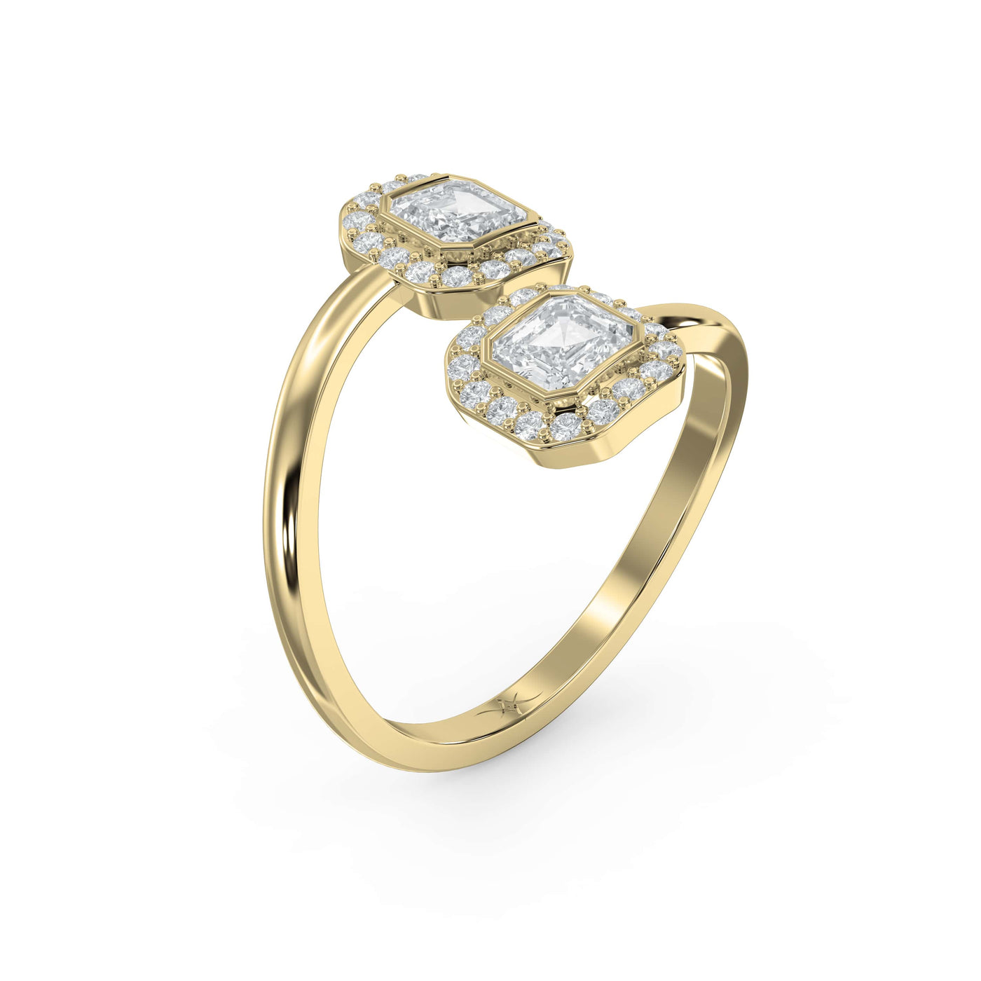 Two Stone Bypass Style Ascher Diamond Fashion Ring, view 3