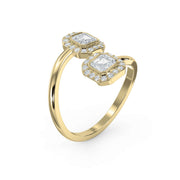 Two Stone Bypass Style Ascher Diamond Fashion Ring, view 3