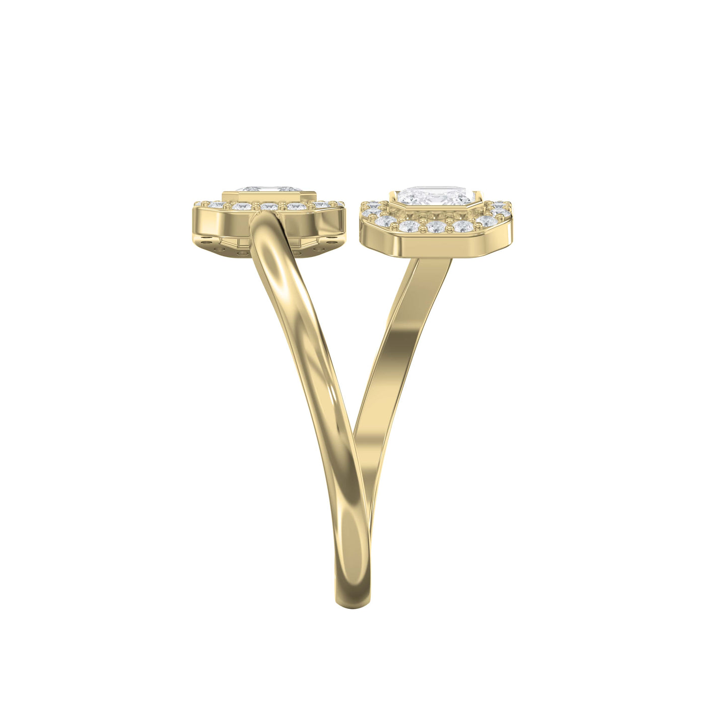Two Stone Bypass Style Ascher Diamond Fashion Ring, view 4