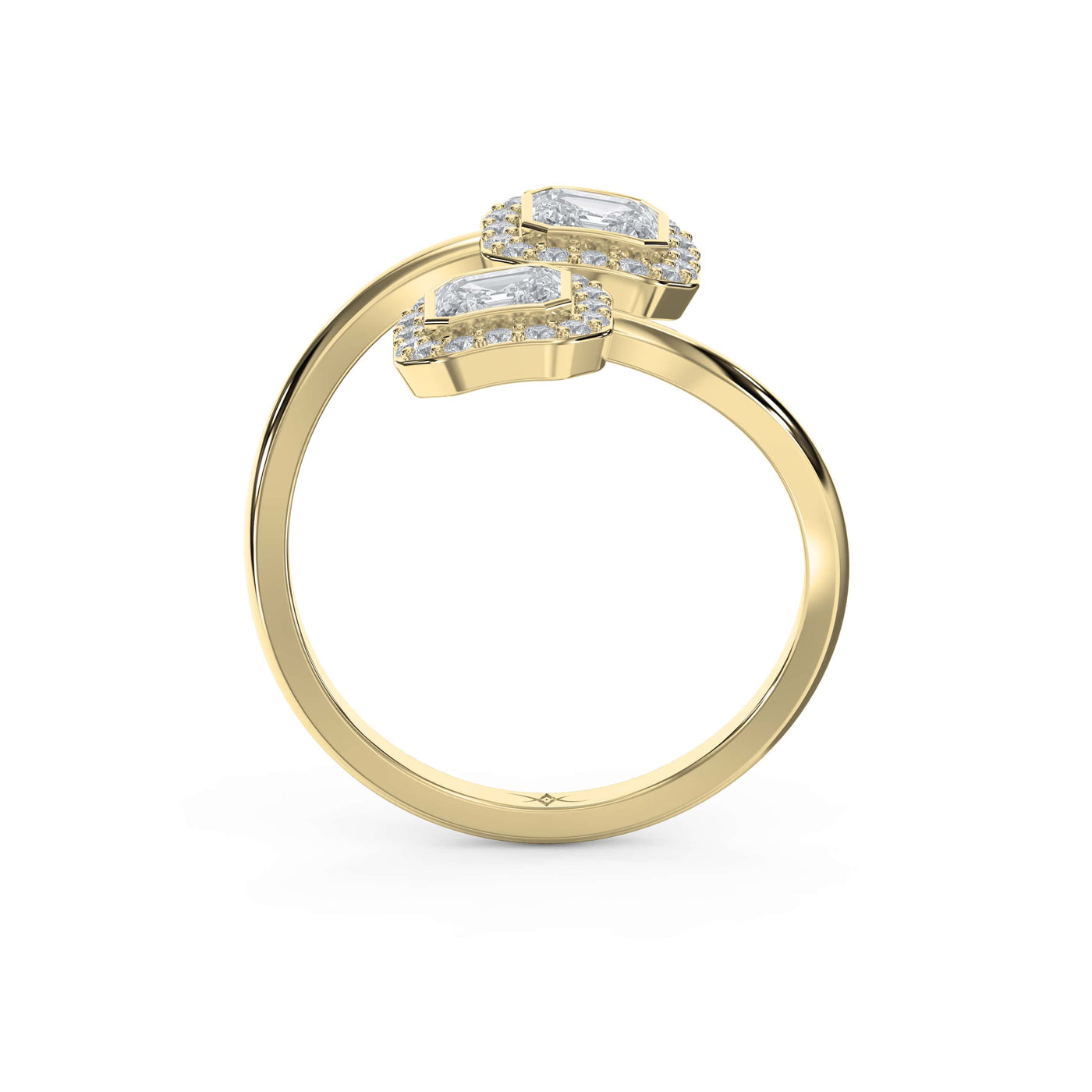 Two Stone Bypass Style Ascher Diamond Fashion Ring, view 5