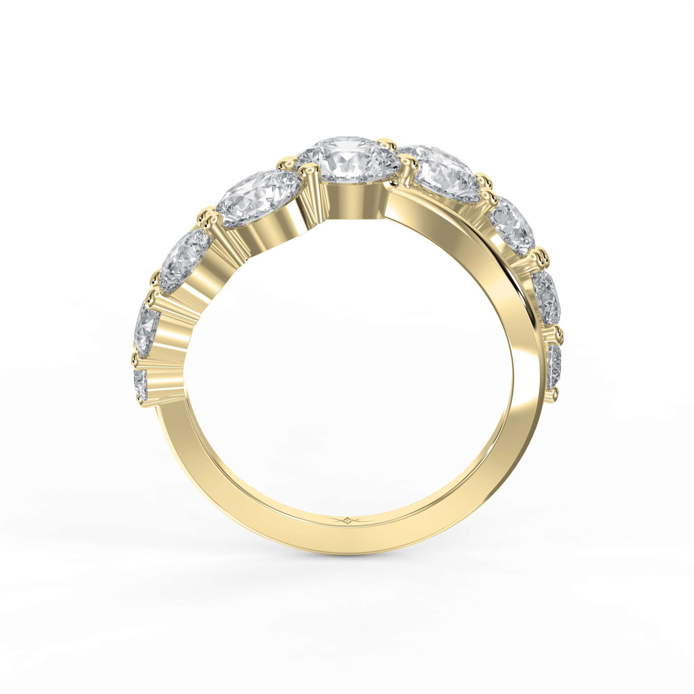 Round Brilliant Cut 9-Stone Diamond Ring, view 5