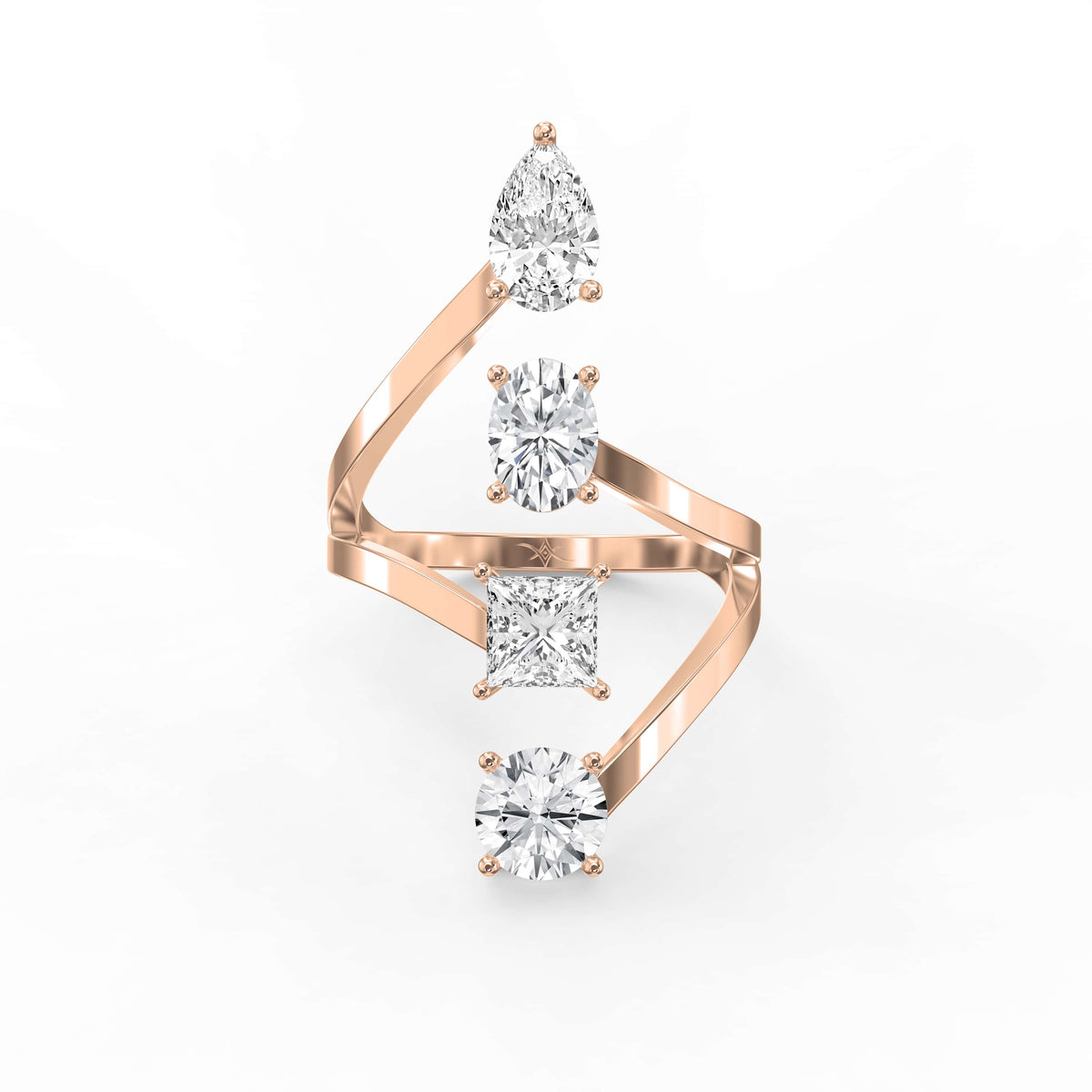 Forward Stackable 4 Stone Design Fashion ring, view 7