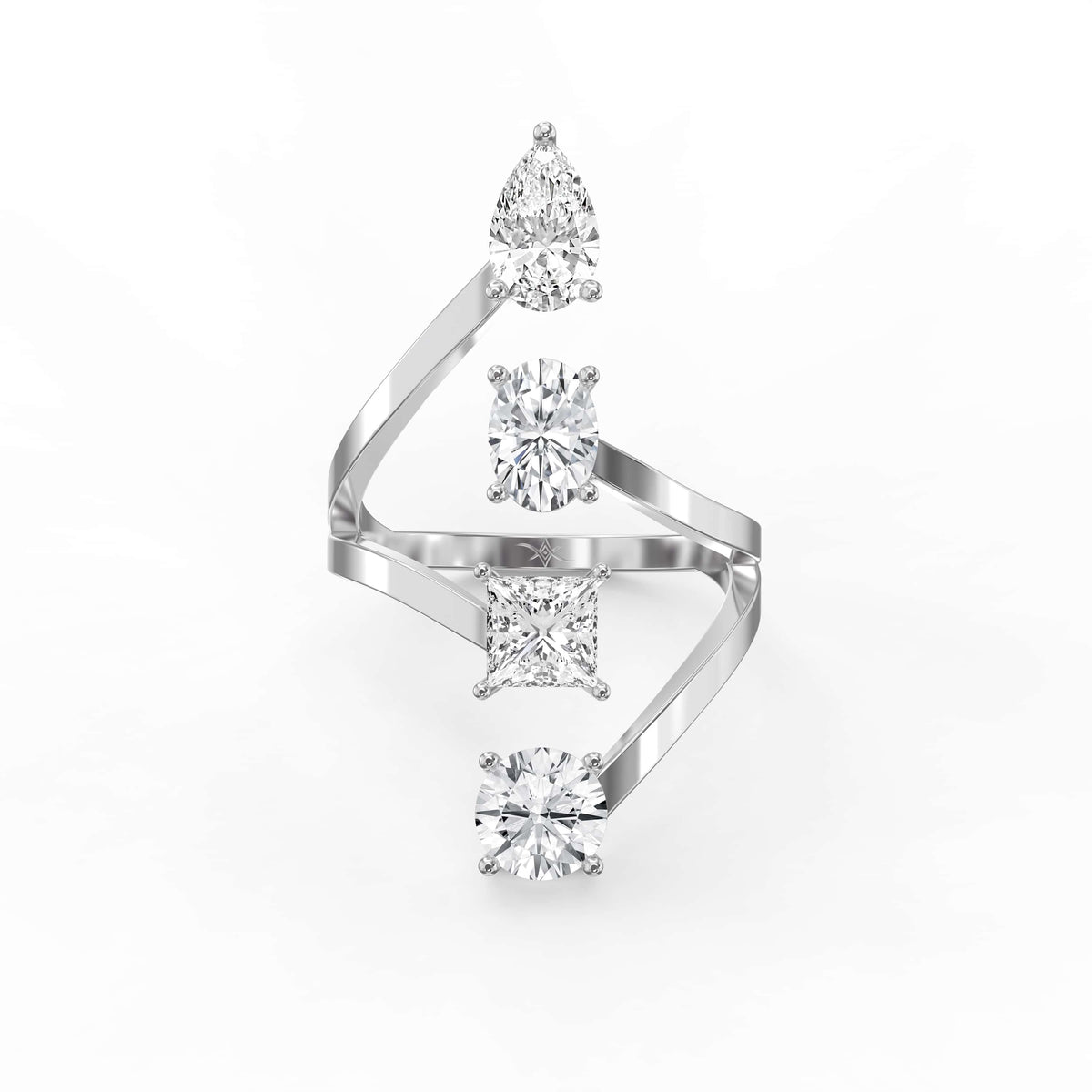 Forward Stackable 4 Stone Design Fashion ring, view 6