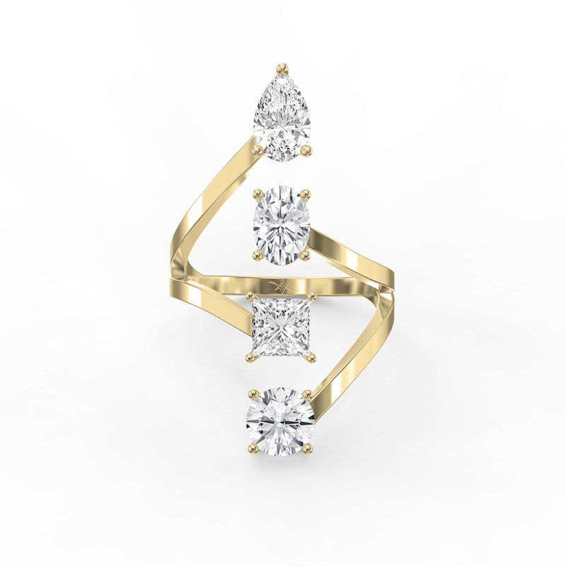 Forward Stackable 4 Stone Design Fashion ring, view 1