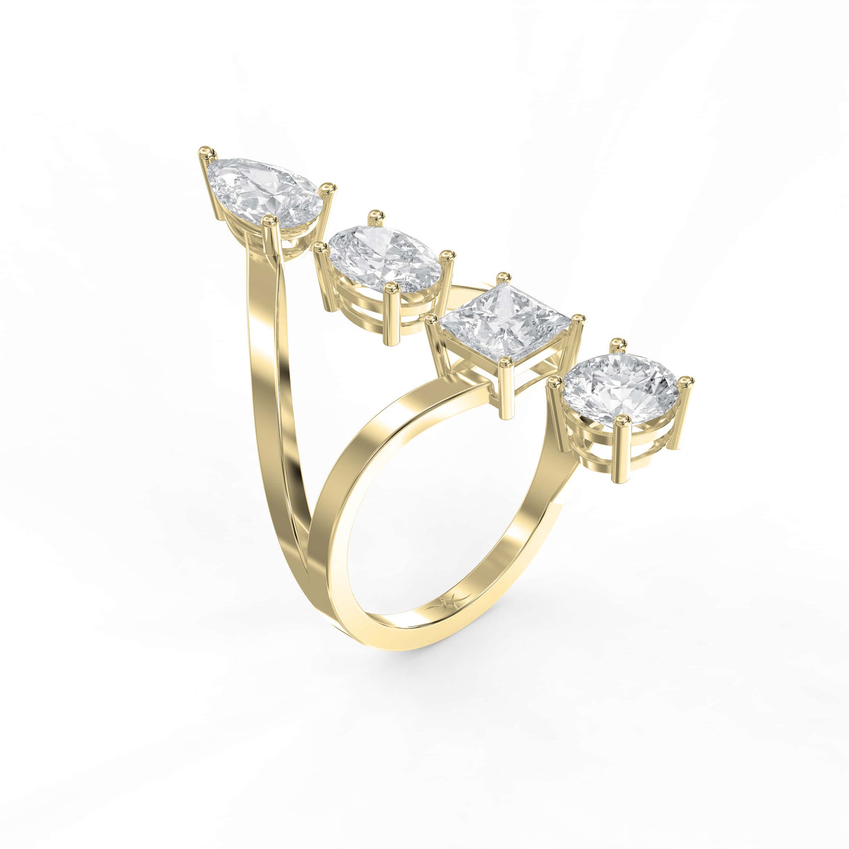 Forward Stackable 4 Stone Design Fashion ring, view 3