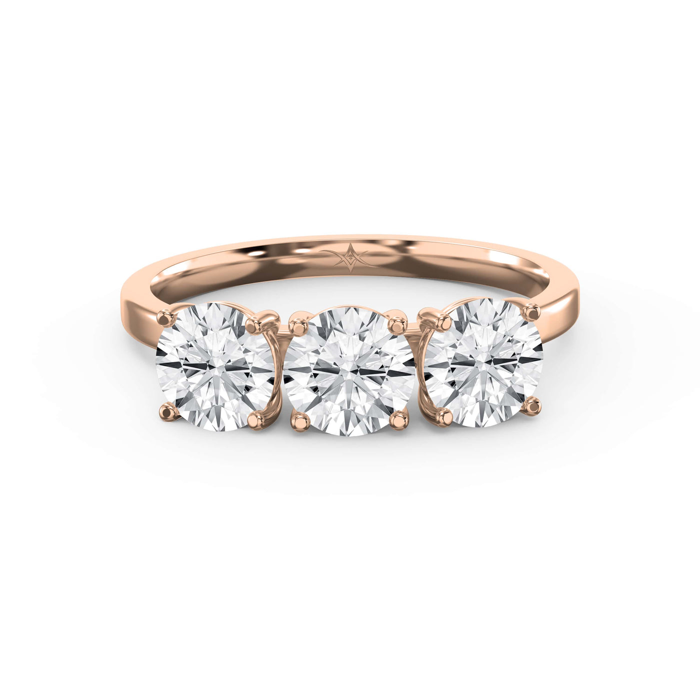 Three-Stone Round Brilliant-Cut Diamond Fashion Ring, view 7