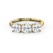 Three-Stone Round Brilliant-Cut Diamond Fashion Ring, view 1