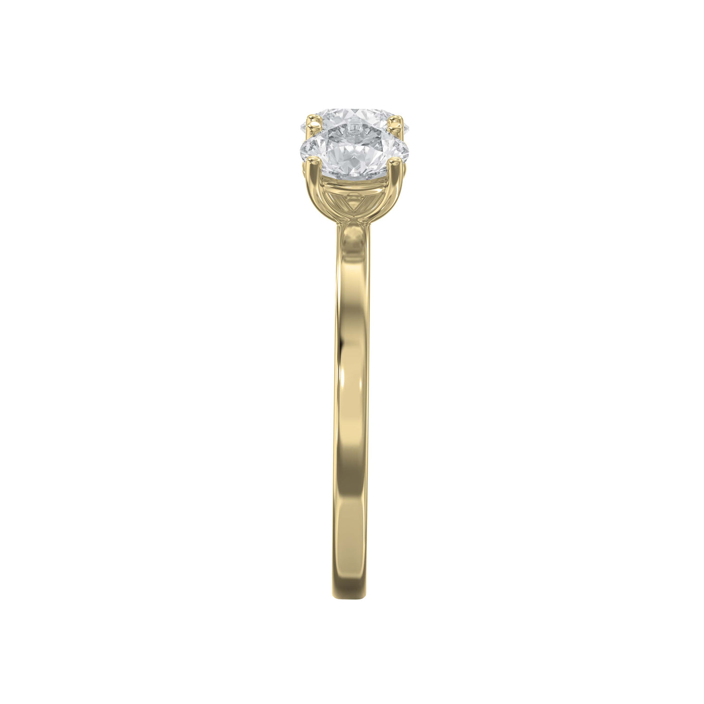 Three-Stone Round Brilliant-Cut Diamond Fashion Ring, view 4