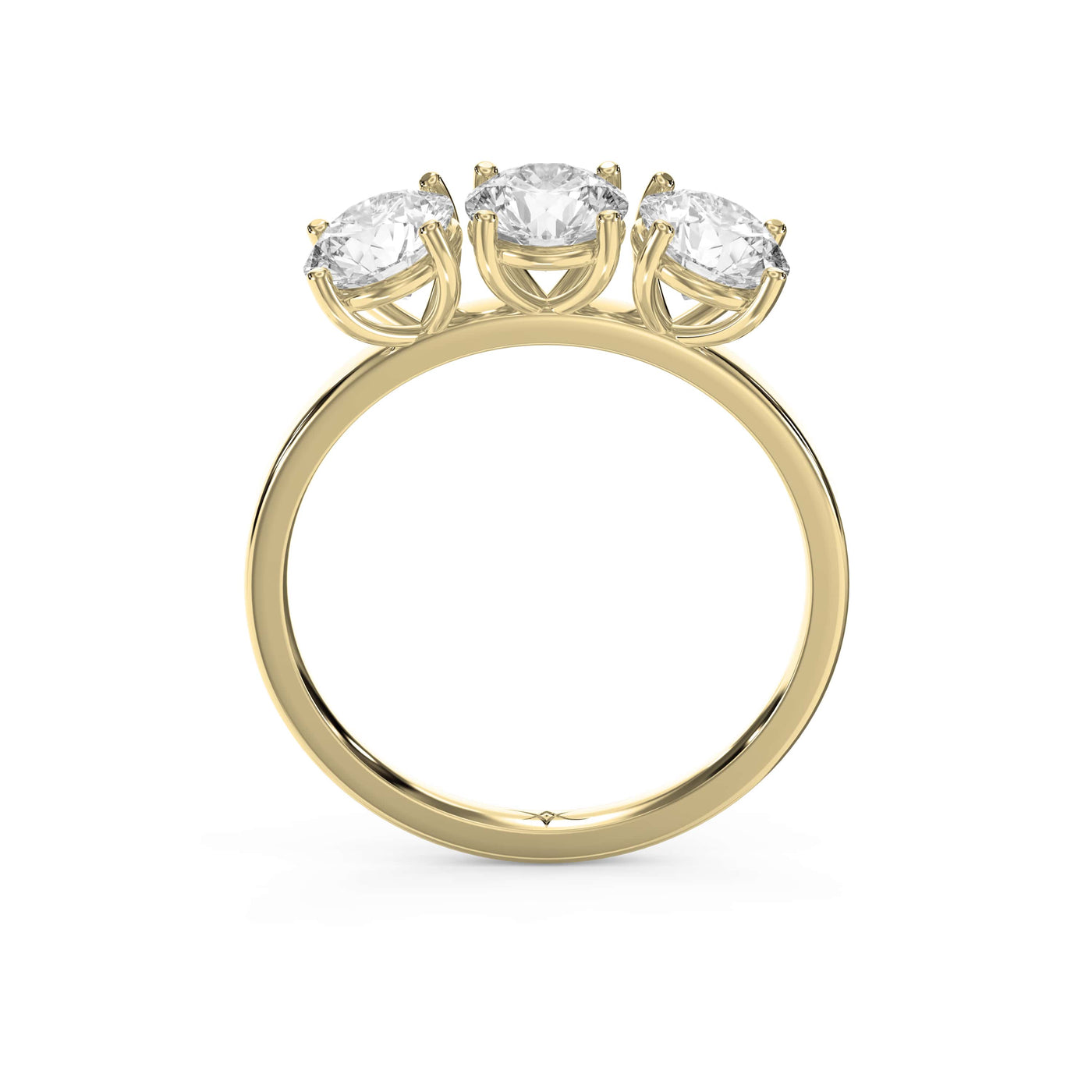 Three-Stone Round Brilliant-Cut Diamond Fashion Ring, view 5