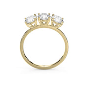 Three-Stone Round Brilliant-Cut Diamond Fashion Ring, view 5