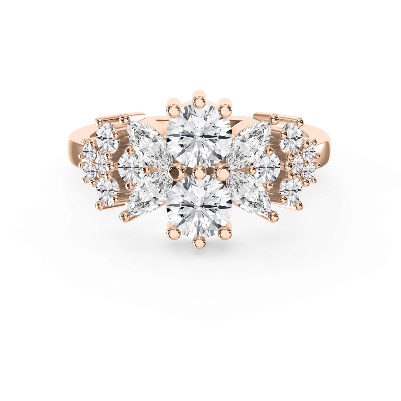 Statement Floral Diamond Design Fashion Ring, view 7