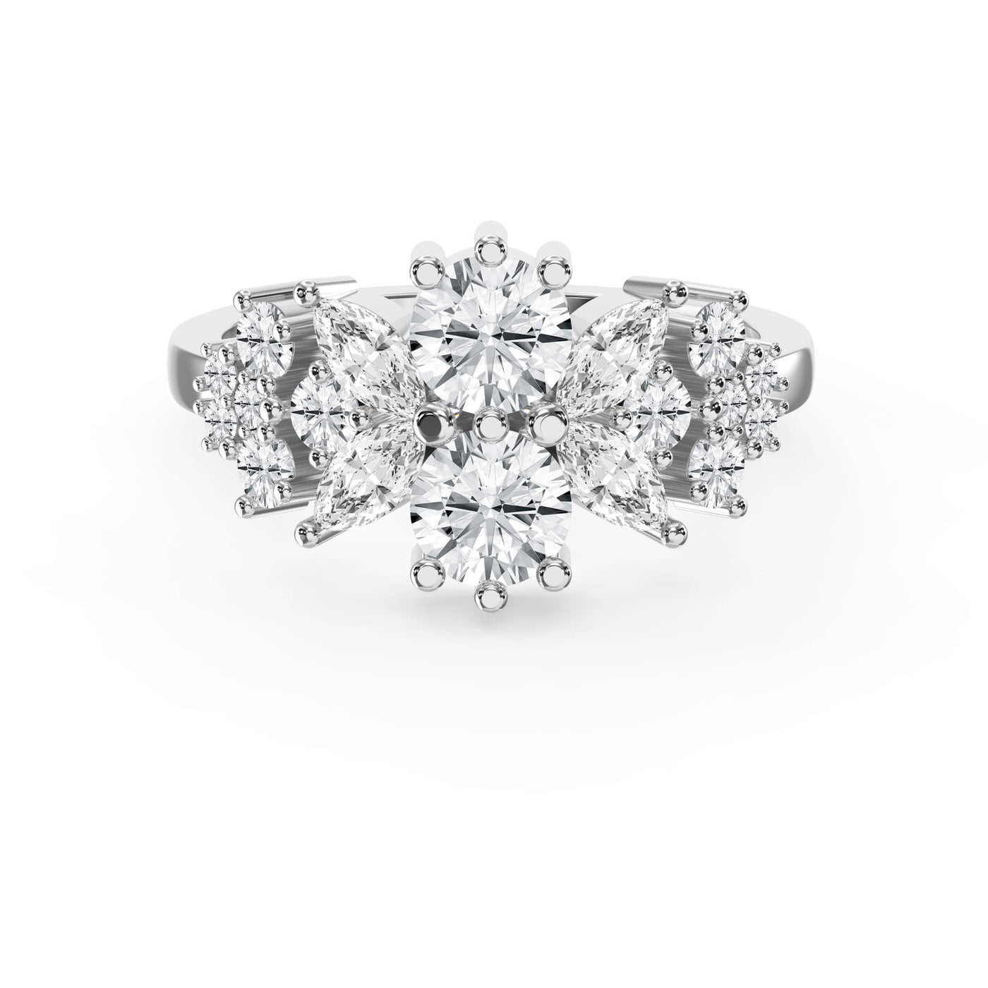 Statement Floral Diamond Design Fashion Ring, view 6