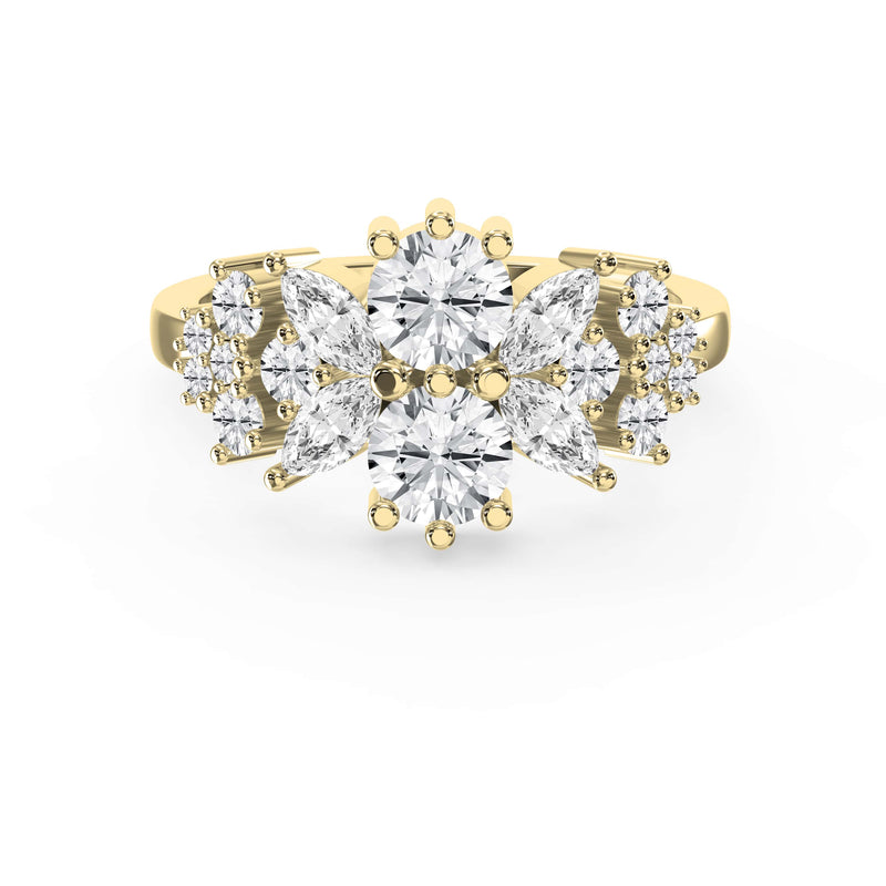 Statement Floral Diamond Design Fashion Ring, view 1