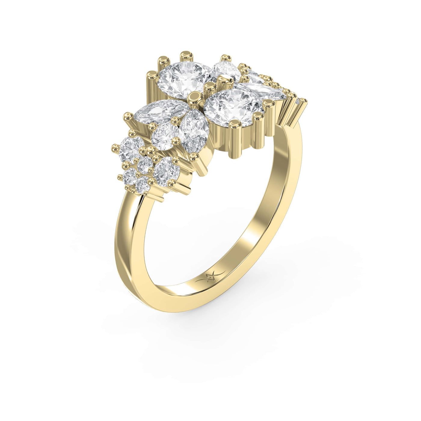 Statement Floral Diamond Design Fashion Ring, view 3