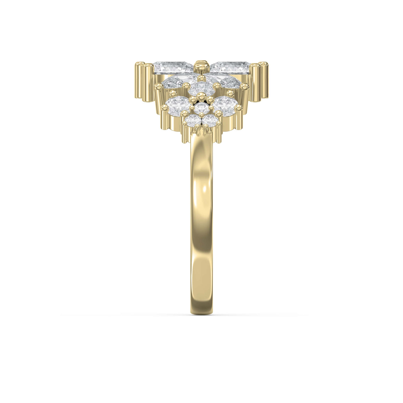 Statement Floral Diamond Design Fashion Ring, view 4