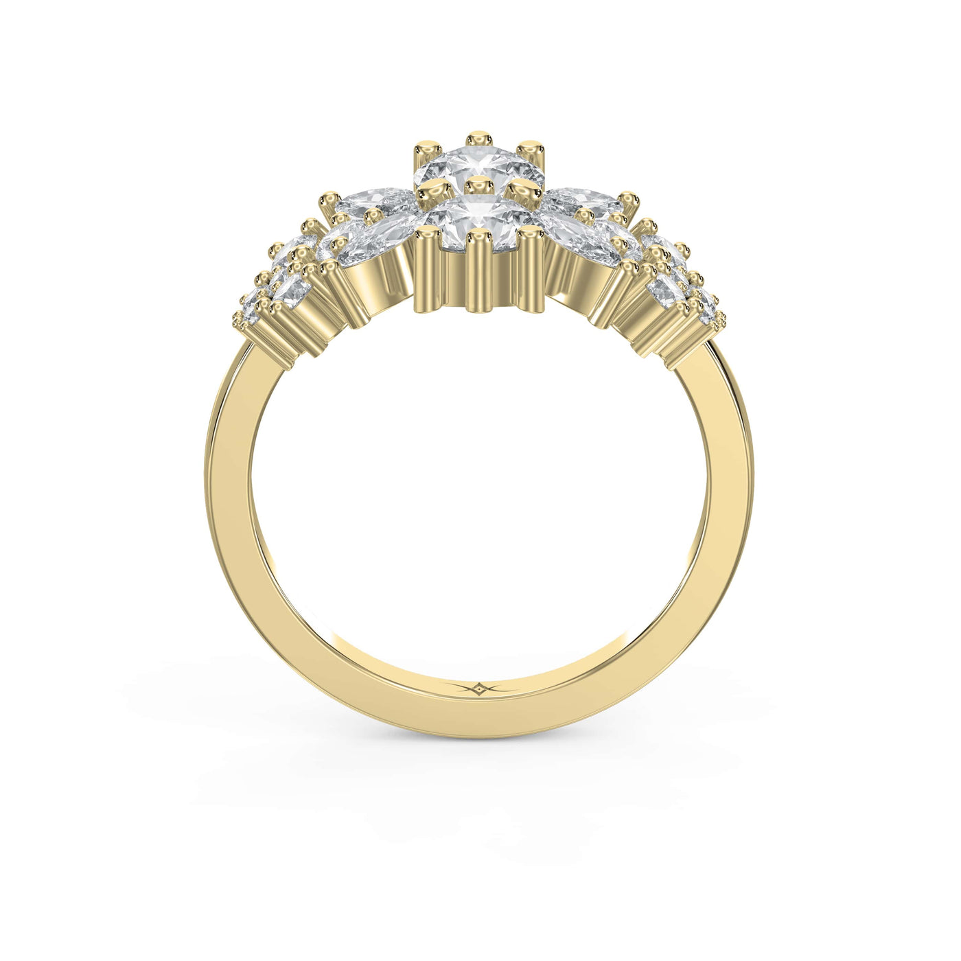Statement Floral Diamond Design Fashion Ring, view 5