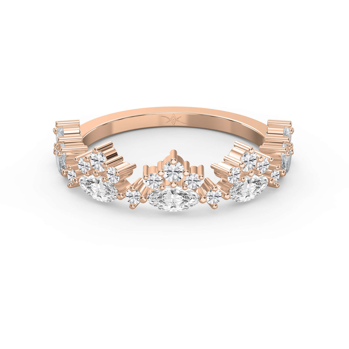 Marquise & Round Diamond Stackable Design Fashion Ring, view 7