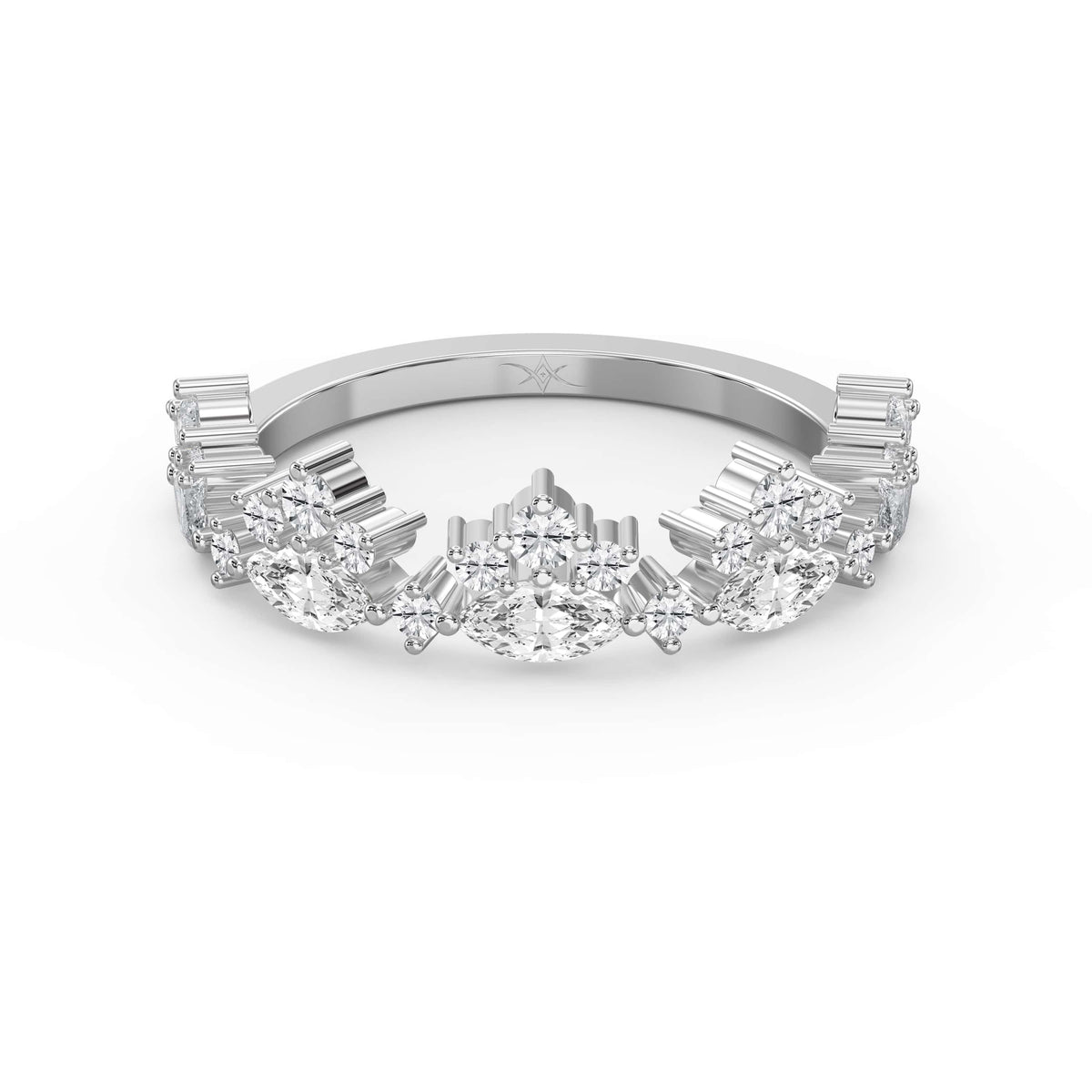 Marquise & Round Diamond Stackable Design Fashion Ring, view 6