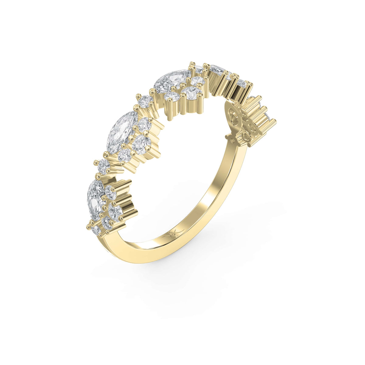 Marquise & Round Diamond Stackable Design Fashion Ring, view 3