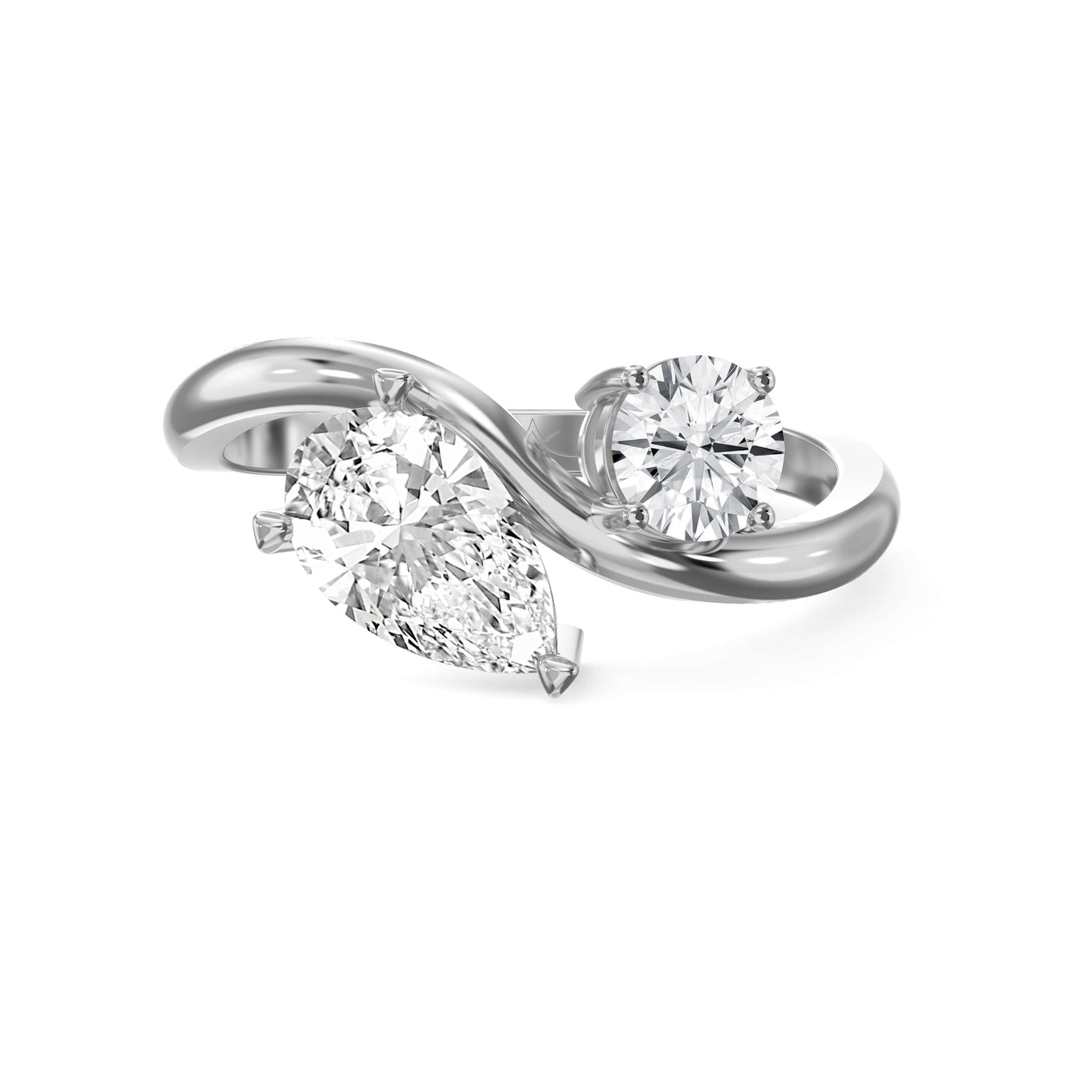 Toi et Moi Pear & Round Diamond Fashion Ring, view 6